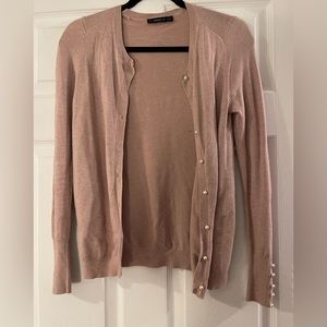 Zara knit pink pearl embroidered cardigan, size US women’s small.